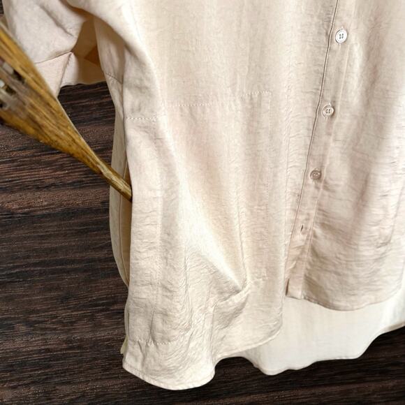 Ro&De Lagenlook Tunic Top Sz M Hi Low Pockets Beige Raglan Short Sleeve Slouchy - Picture 5 of 8